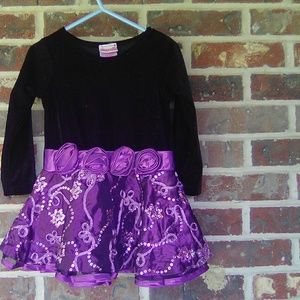 🌼KIDS: BLACK VELVET BODICE PURPLE DRESS